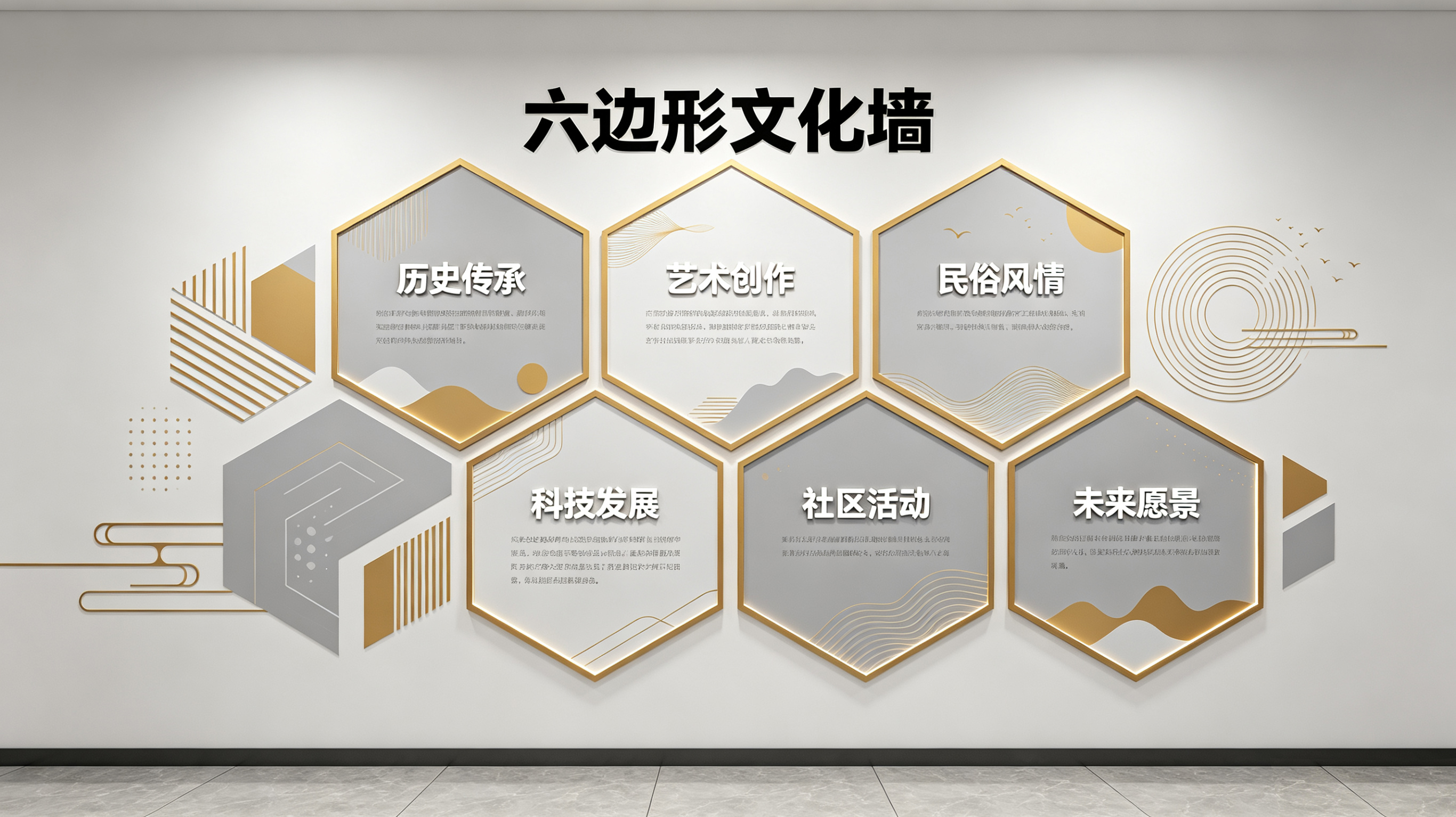 三原企业文化墙 | 六边形信息美学